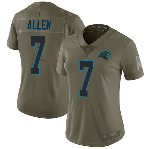 Carolina Panthers Limited Olive Women Kyle Allen Jersey NFL Football #7 2017 Salute to Service->women nfl jersey->Women Jersey